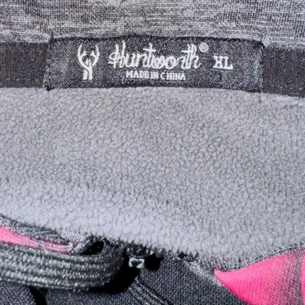 Huntworth Hoodie Pink Gray Camo Fleece Lined 1/2 Zip Pullover Women's XL - Picture 2 of 16